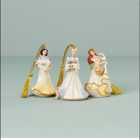 Lenox Disney Princess set of 3 Disney Ornaments NWT - Picture 2 of 6